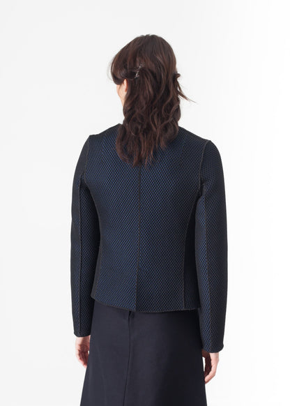 Weave Jacket in Black/Blue Hache