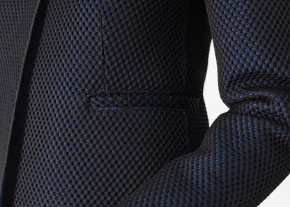Weave Jacket in Black/Blue Hache
