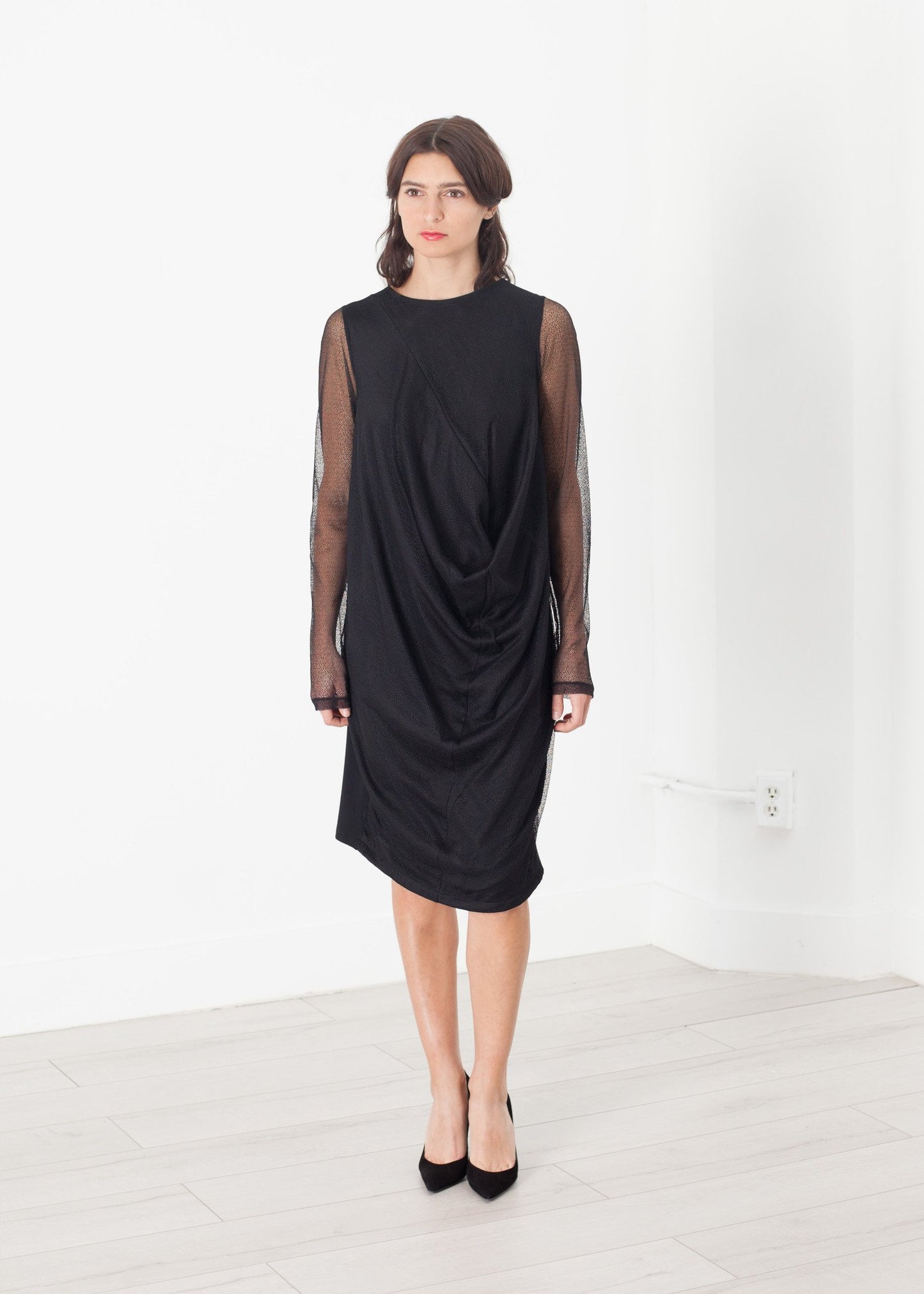 Net Dress in Black Maria Calderara
