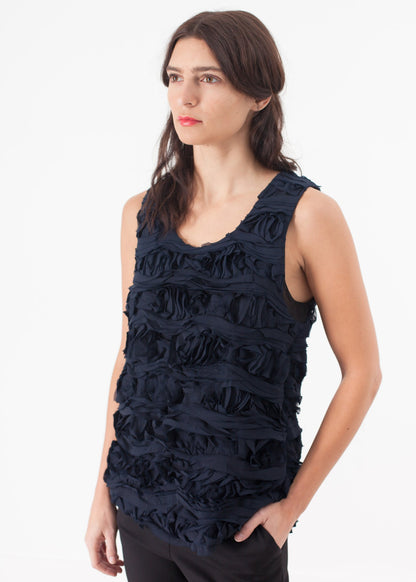 Ruffled Tank Top in Navy Harvey Faircloth