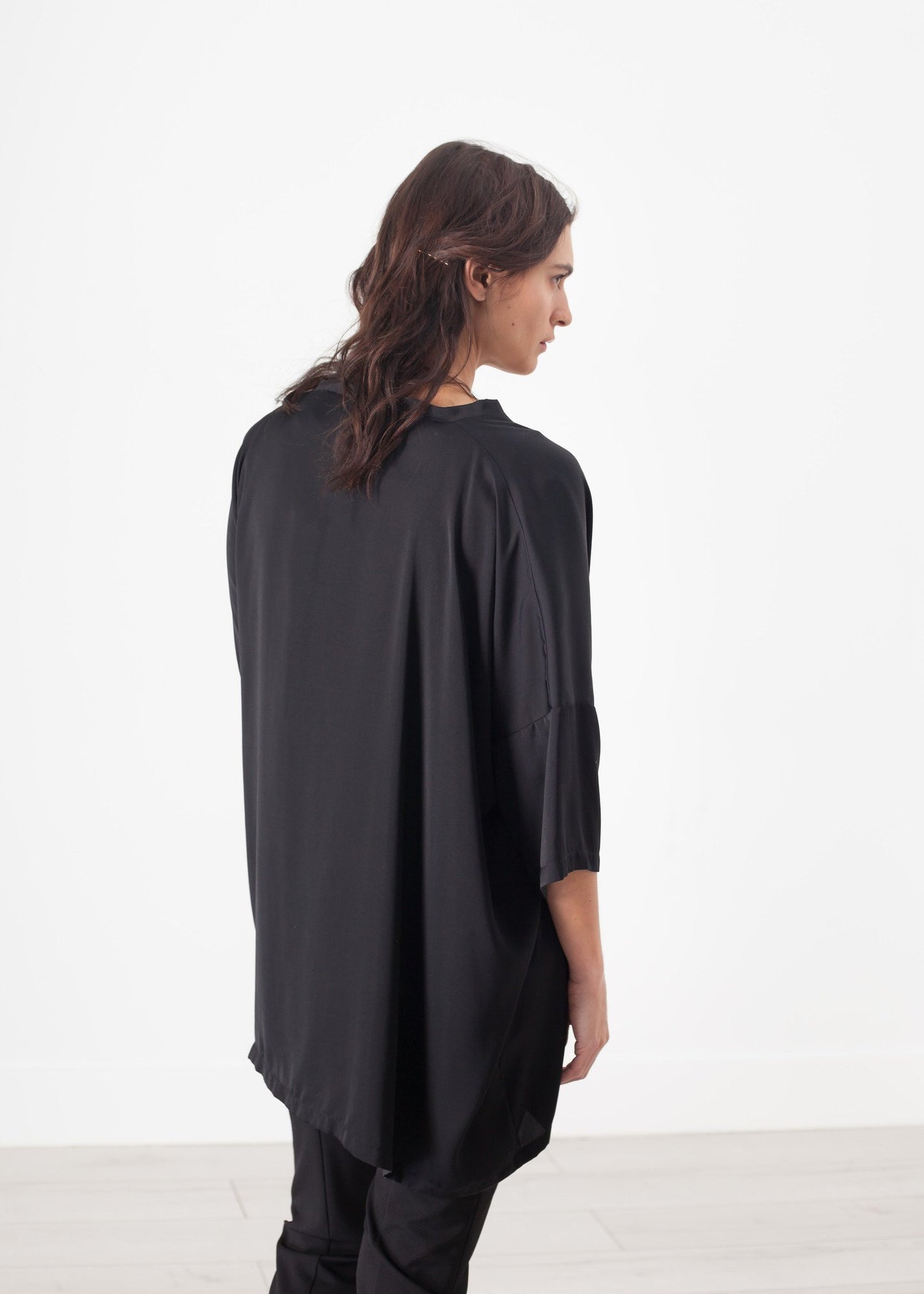 Unbalanced Cardigan in Black Maria Calderara