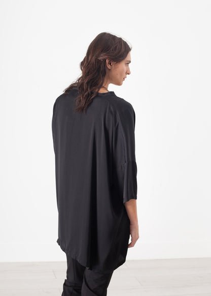 Unbalanced Cardigan in Black Maria Calderara