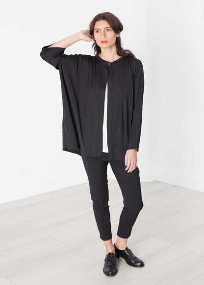 Unbalanced Cardigan in Black Maria Calderara