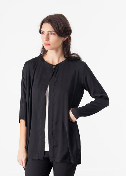 Unbalanced Cardigan in Black Maria Calderara