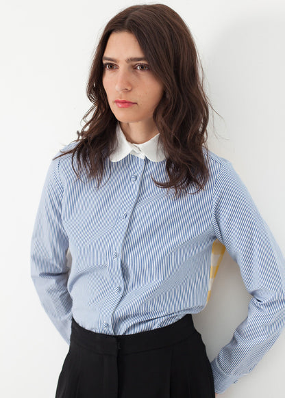Longsleeve Blouse in Blue Stripe Harvey Faircloth
