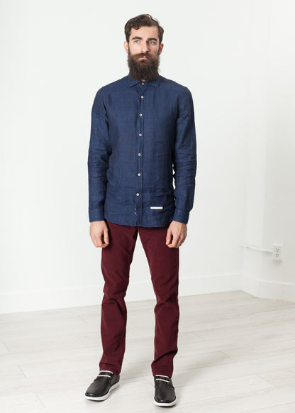 Button Up Shirt in Navy Drumohr