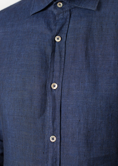 Button Up Shirt in Navy Drumohr