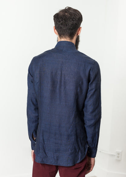 Button Up Shirt in Navy Drumohr