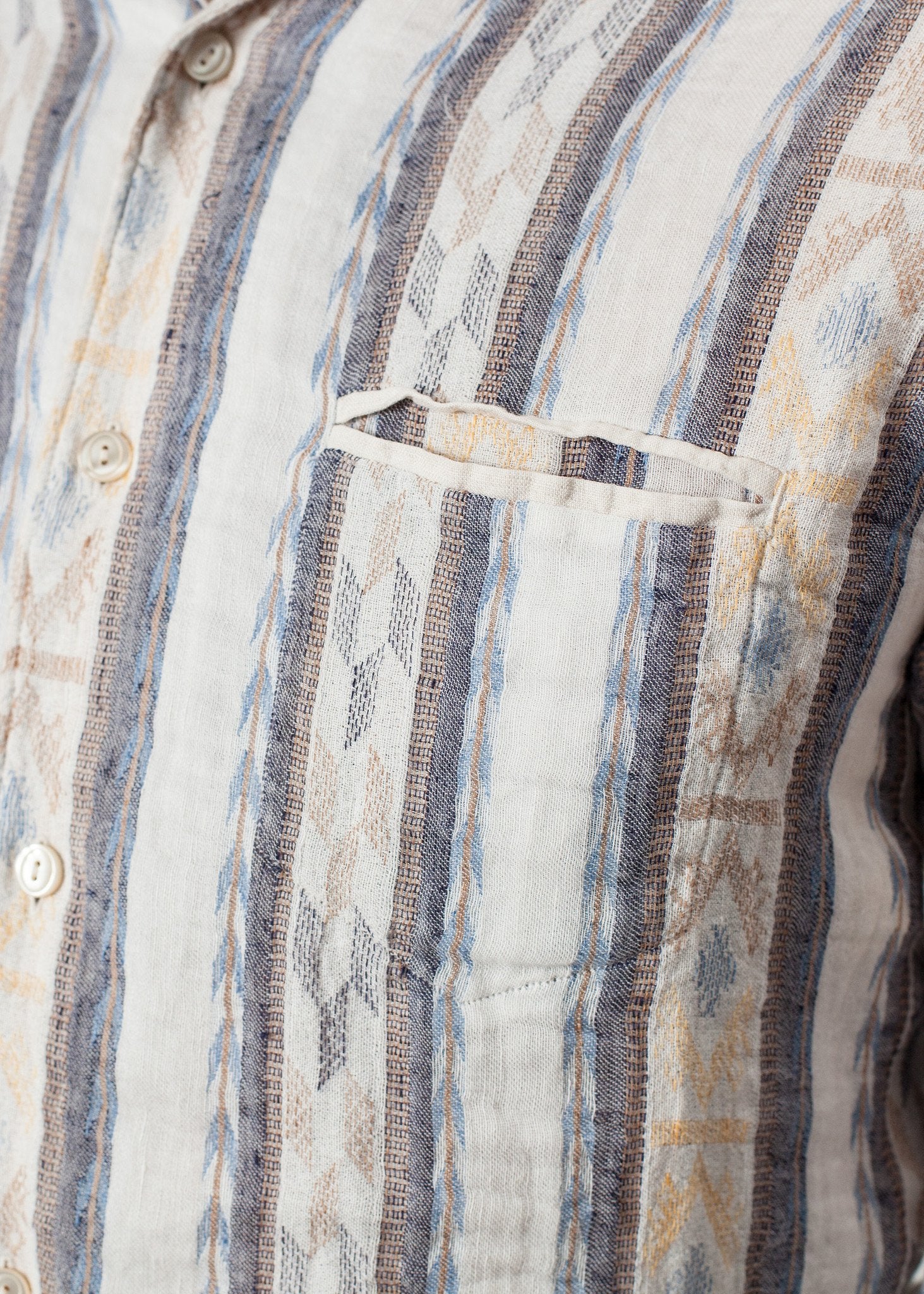 Linen Western Shirt in Beige/Blue DNL