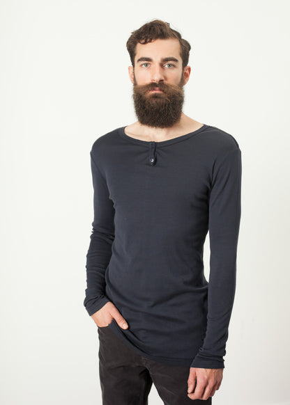 Cotton Henley in Blue Grey Kristensen du Nord
