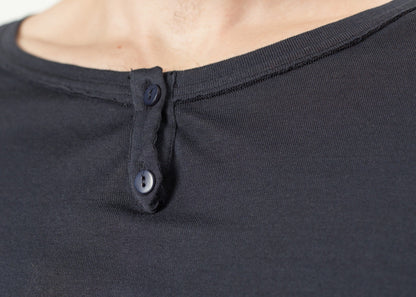 Cotton Henley in Blue Grey Kristensen du Nord