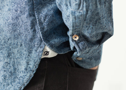 Floral Button-Up in Blue Drumohr
