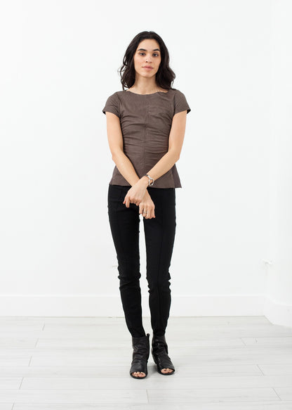 short sleeve button up Hazel Brown