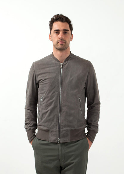 Leather Bomber Jacket in Dust Giorgio Brato