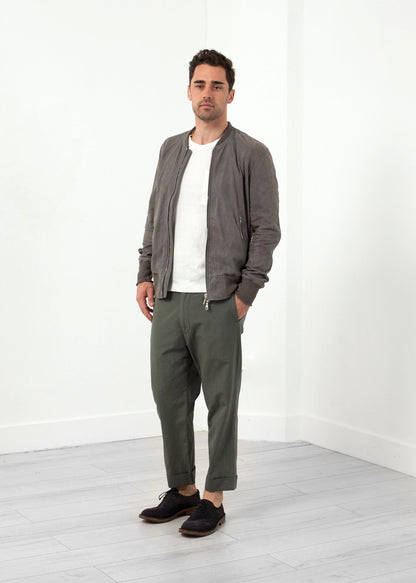 Leather Bomber Jacket in Dust Giorgio Brato