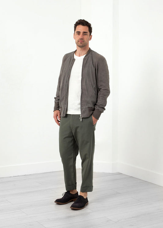Leather Bomber Jacket in Dust Giorgio Brato
