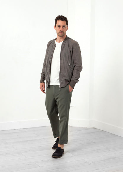 Leather Bomber Jacket in Dust Giorgio Brato