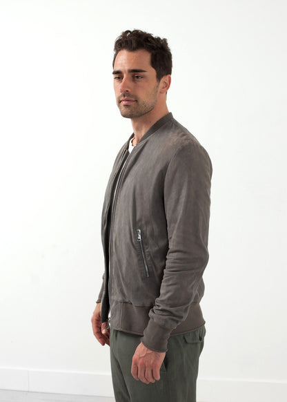 Leather Bomber Jacket in Dust Giorgio Brato
