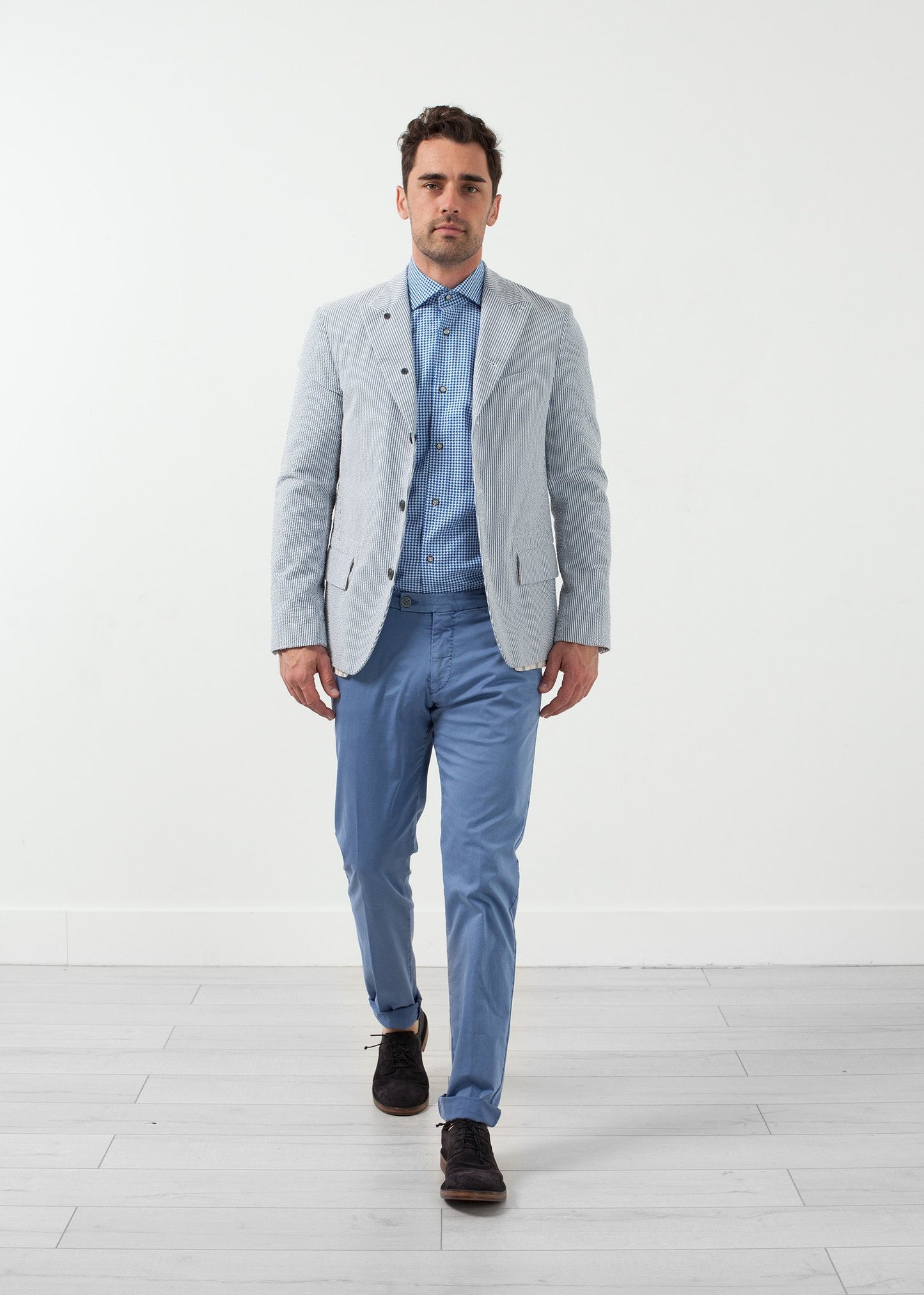 Seersucker Five Button Blazer Lardini