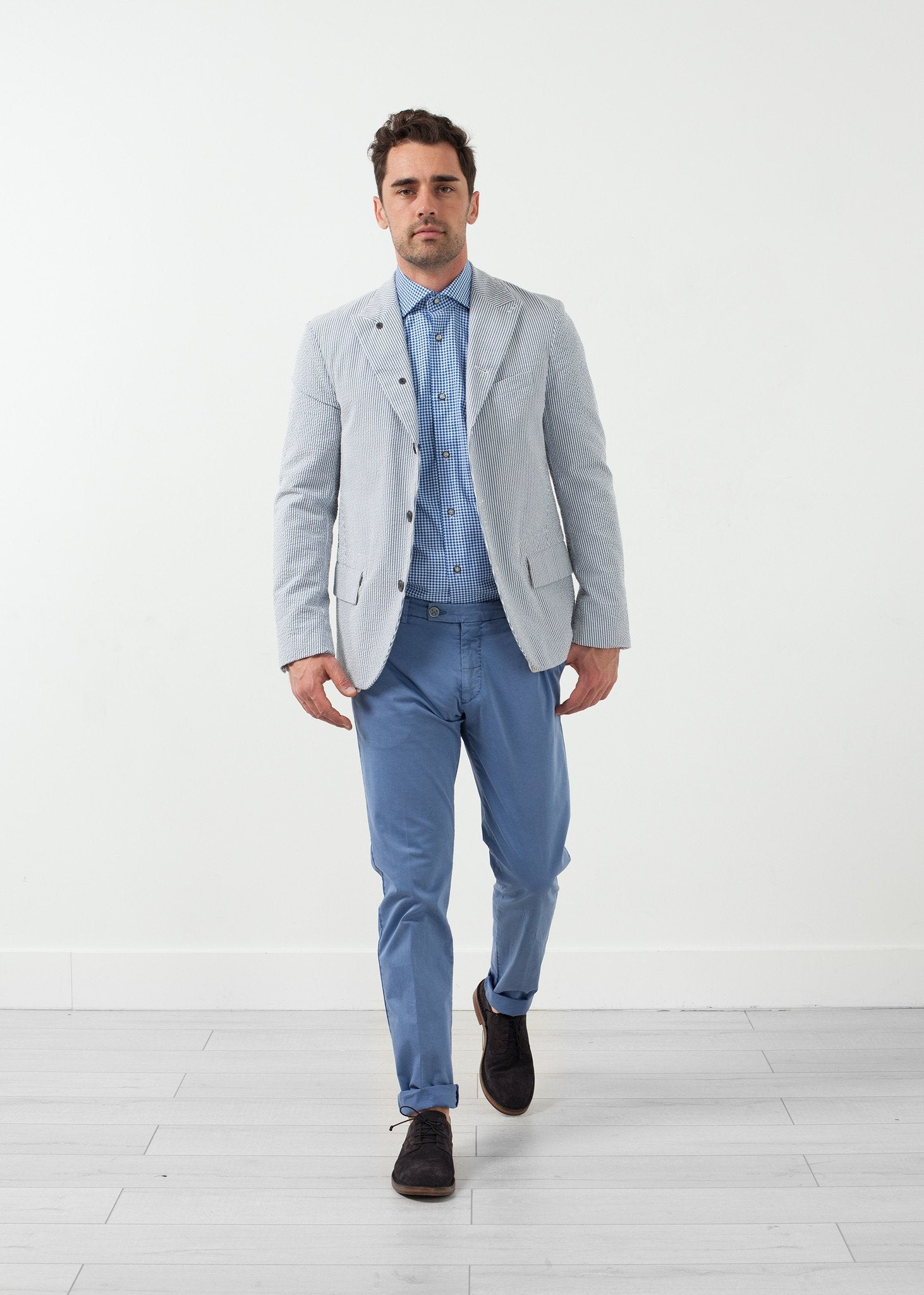 Seersucker Five Button Blazer Lardini