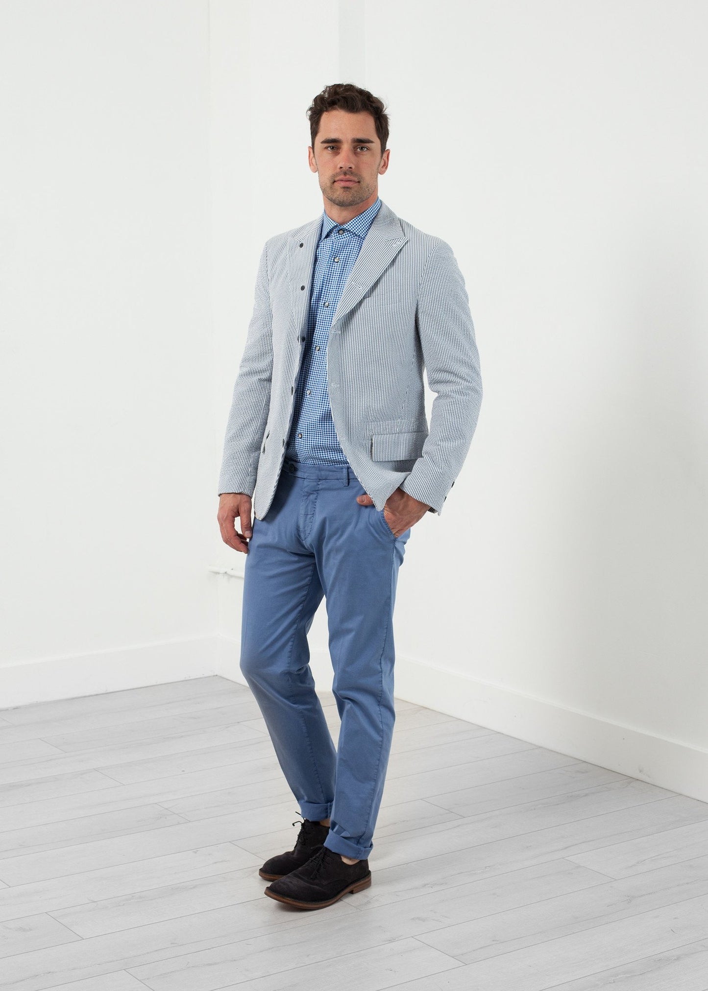 Seersucker Five Button Blazer Lardini