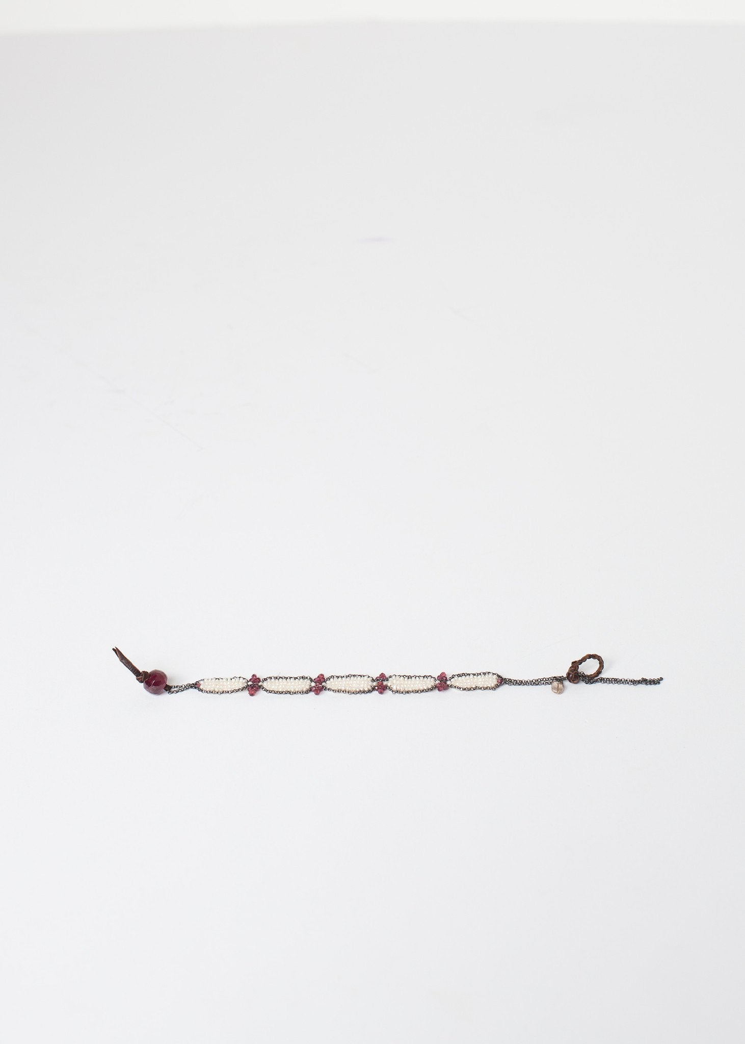 Garnet Bracelet in Frothy Pearl Kalosoma Jewelry