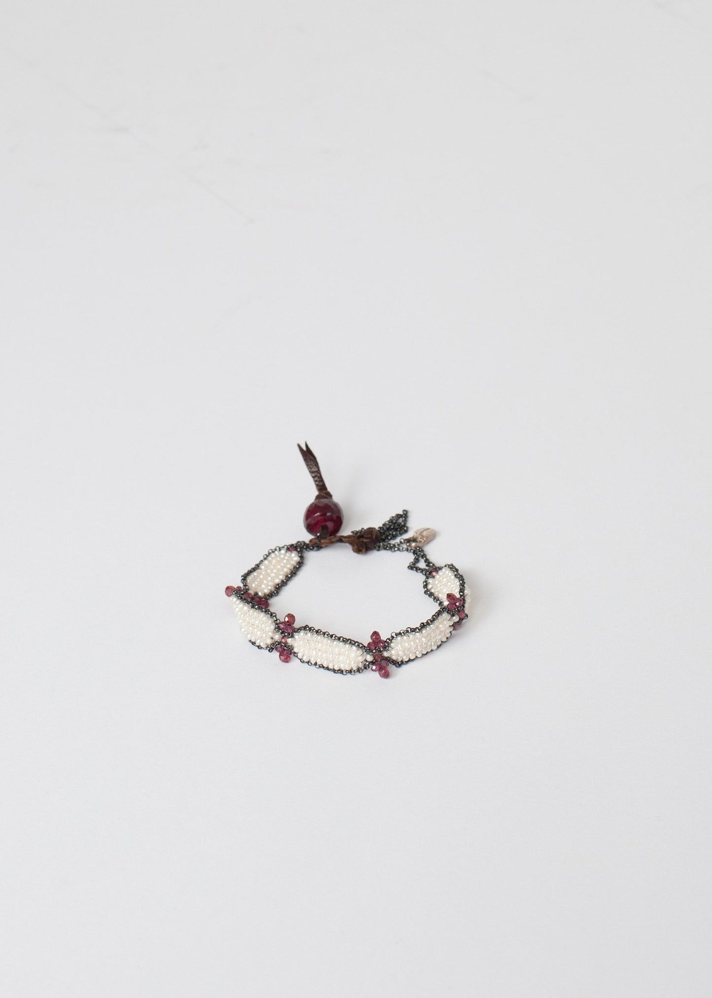 Garnet Bracelet in Frothy Pearl Kalosoma Jewelry