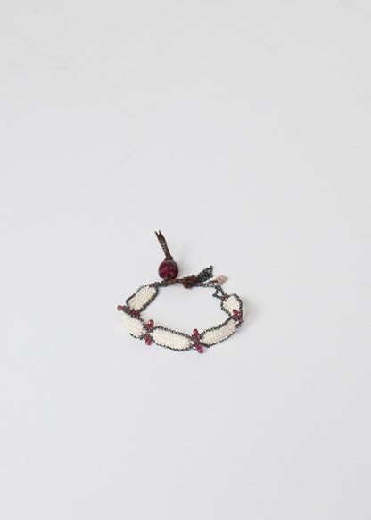 Garnet Bracelet in Frothy Pearl Kalosoma Jewelry