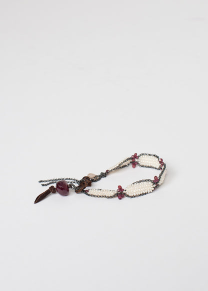 Garnet Bracelet in Frothy Pearl Kalosoma Jewelry