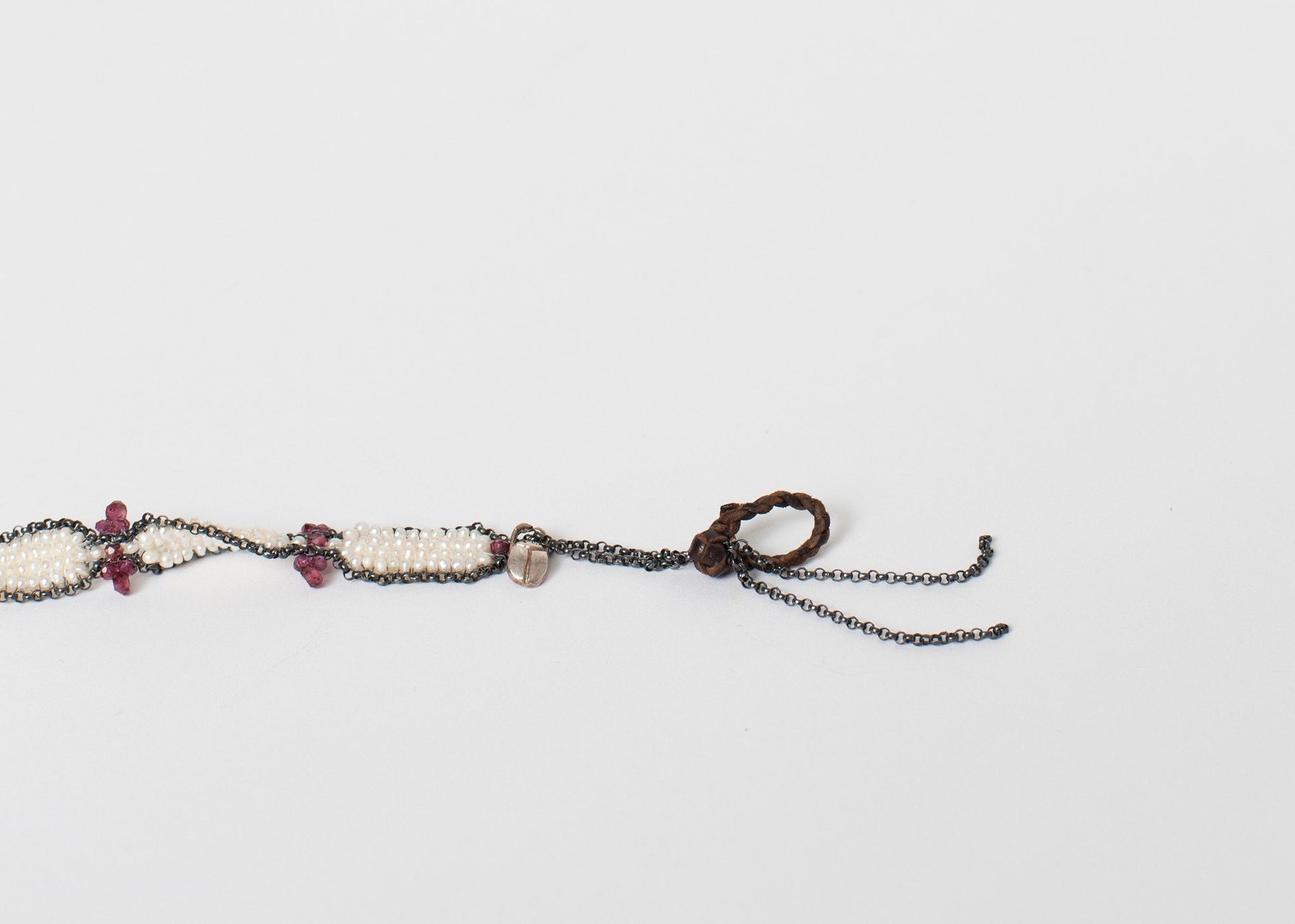 Garnet Bracelet in Frothy Pearl Kalosoma Jewelry