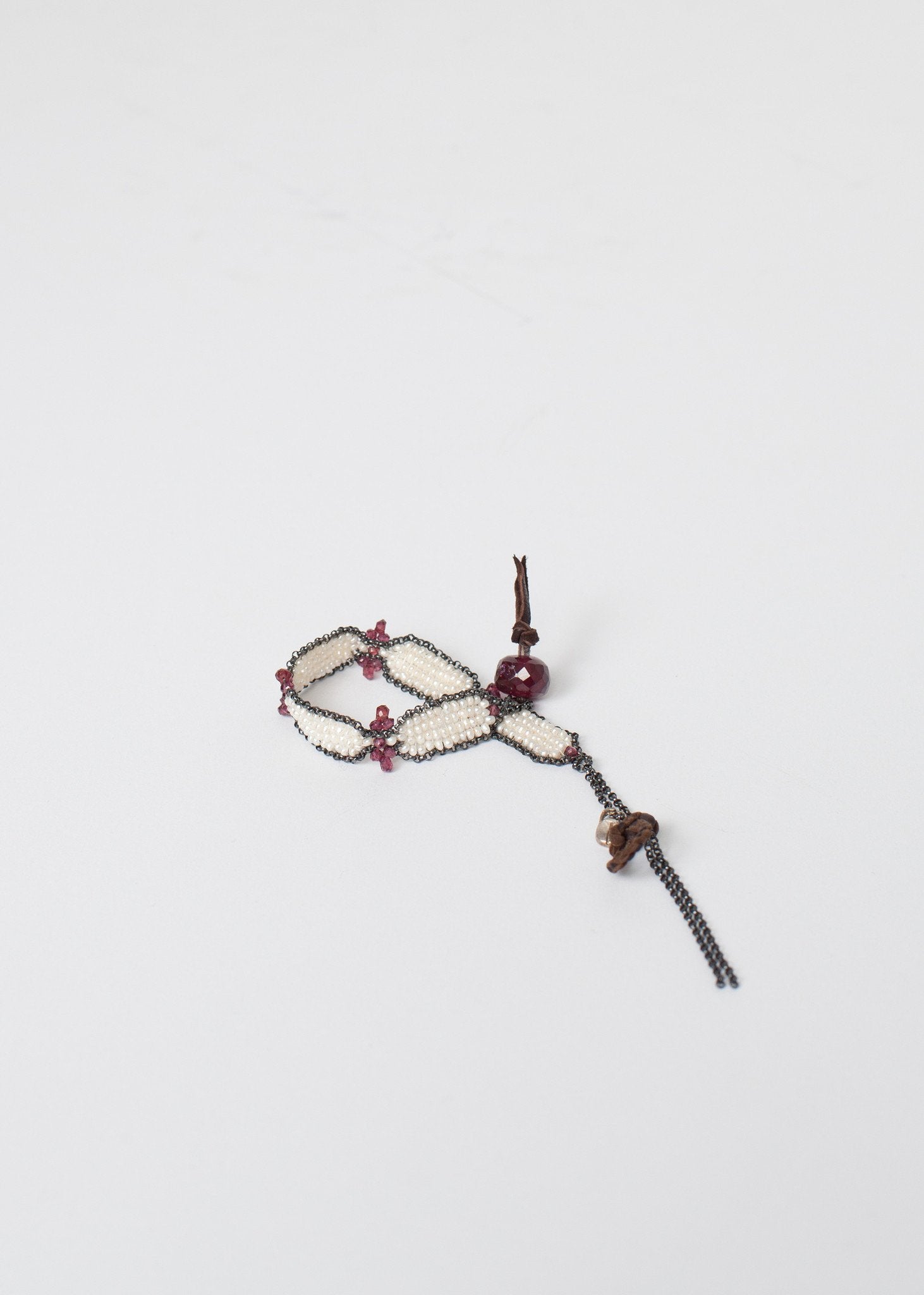 Garnet Bracelet in Frothy Pearl Kalosoma Jewelry