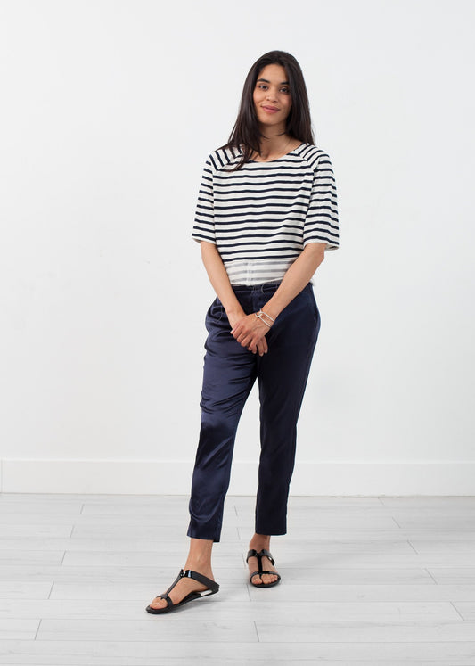 Sleeve Top in Navy Stripe Harvey Faircloth