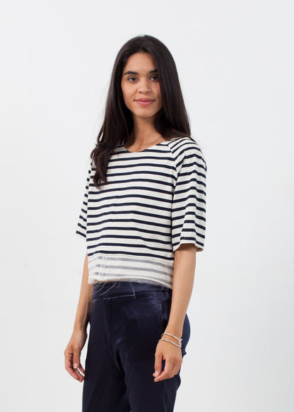 Sleeve Top in Navy Stripe Harvey Faircloth