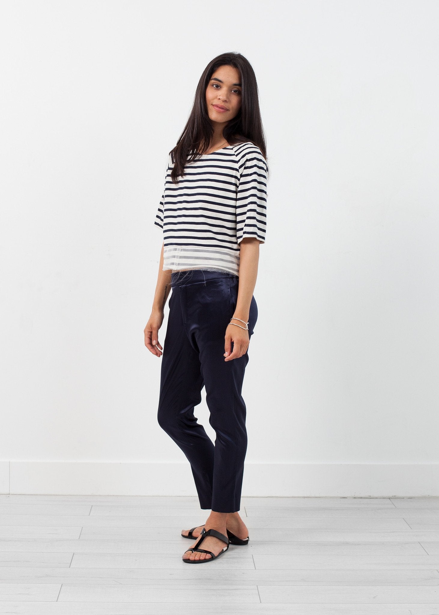 Sleeve Top in Navy Stripe Harvey Faircloth