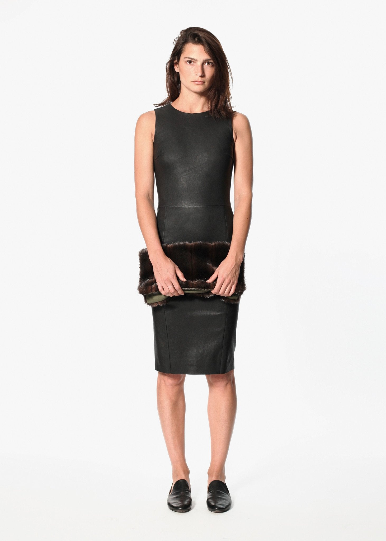 Iranta Leather Dress in Black By Malene Birger