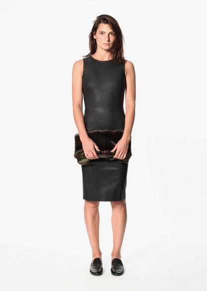 Iranta Leather Dress in Black By Malene Birger