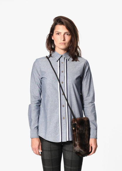 Chambray Boyfriend Shirt in Blue Harvey Faircloth