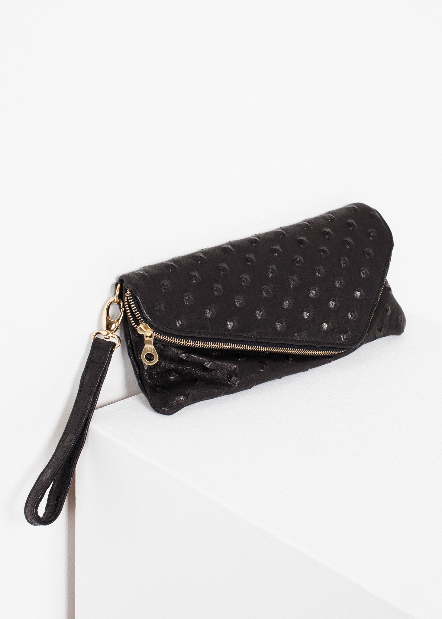 Roxanne Leather Clutch in Black Kate S Mensah