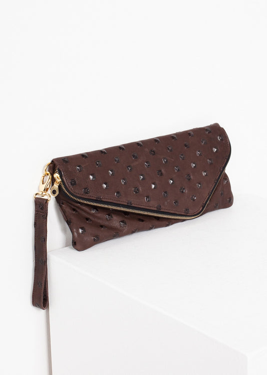 Roxanne Leather Clutch in Brown Kate S Mensah