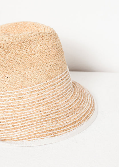Washboard Hat in Straw/White Lola