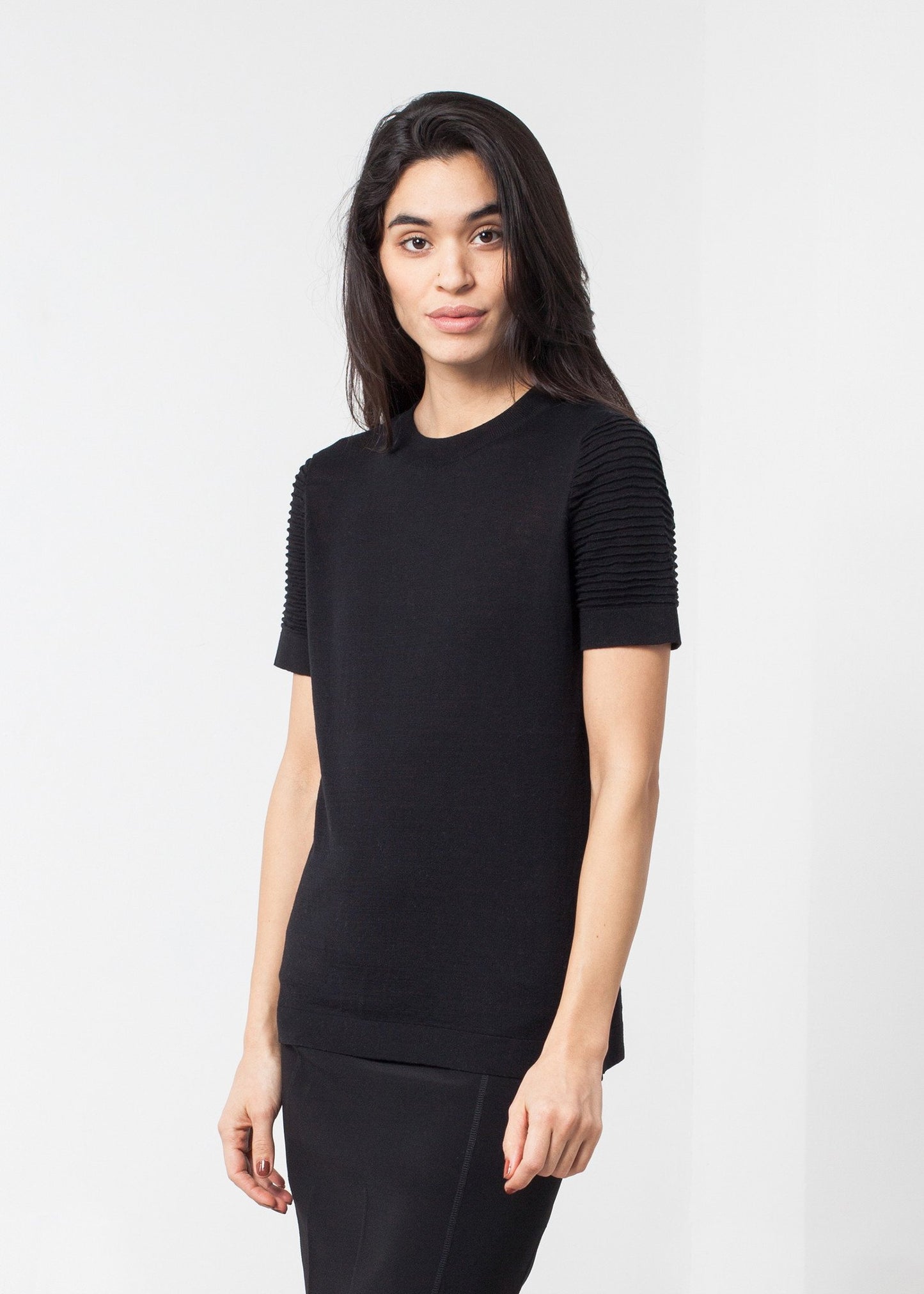 Ribbed Short Sleeve Knit Co