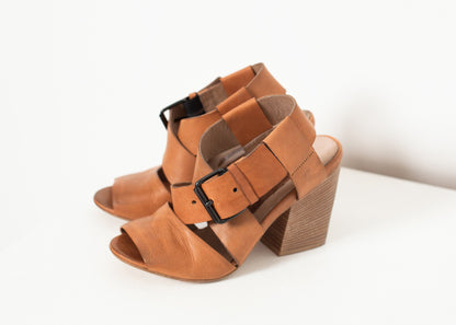 Buckle Strap Heel in Brown Marsell