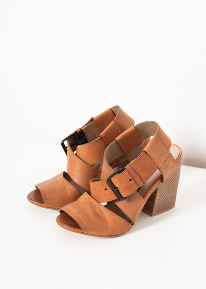 Buckle Strap Heel in Brown Marsell