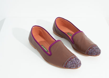Bizi Cap Toe Loafer in Rose/Aubergine Meher Kakalia