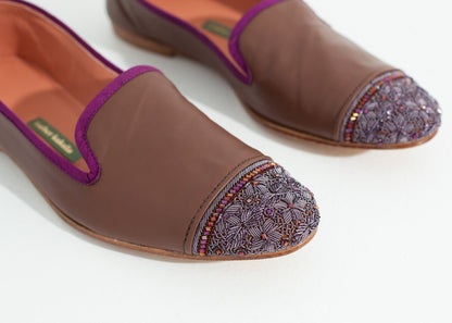 Bizi Cap Toe Loafer in Rose/Aubergine Meher Kakalia