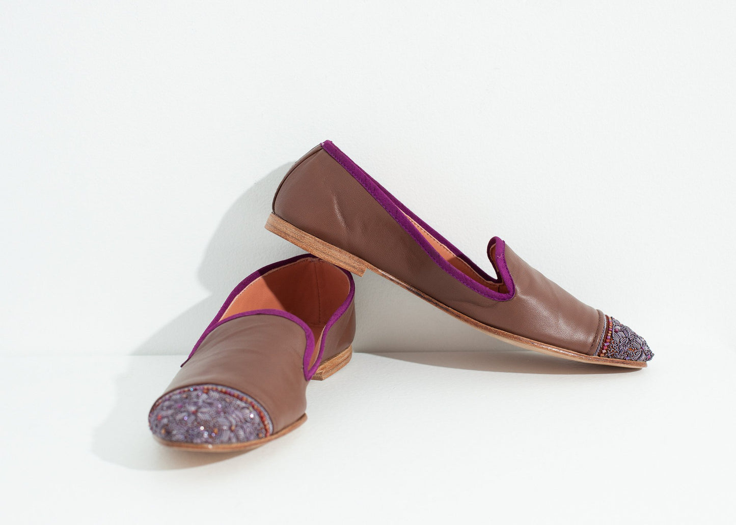 Bizi Cap Toe Loafer in Rose/Aubergine Meher Kakalia