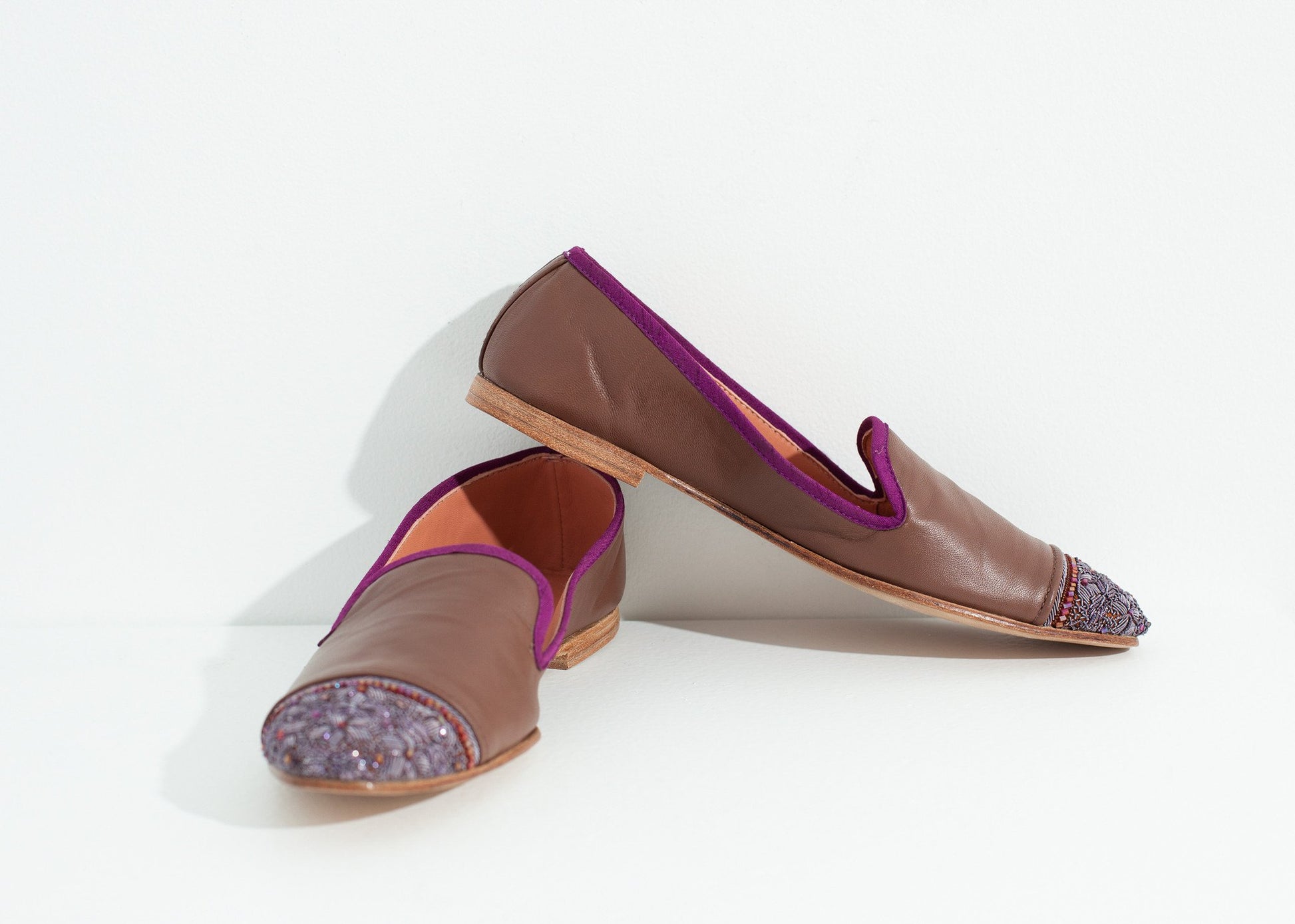 Bizi Cap Toe Loafer in Rose/Aubergine Meher Kakalia