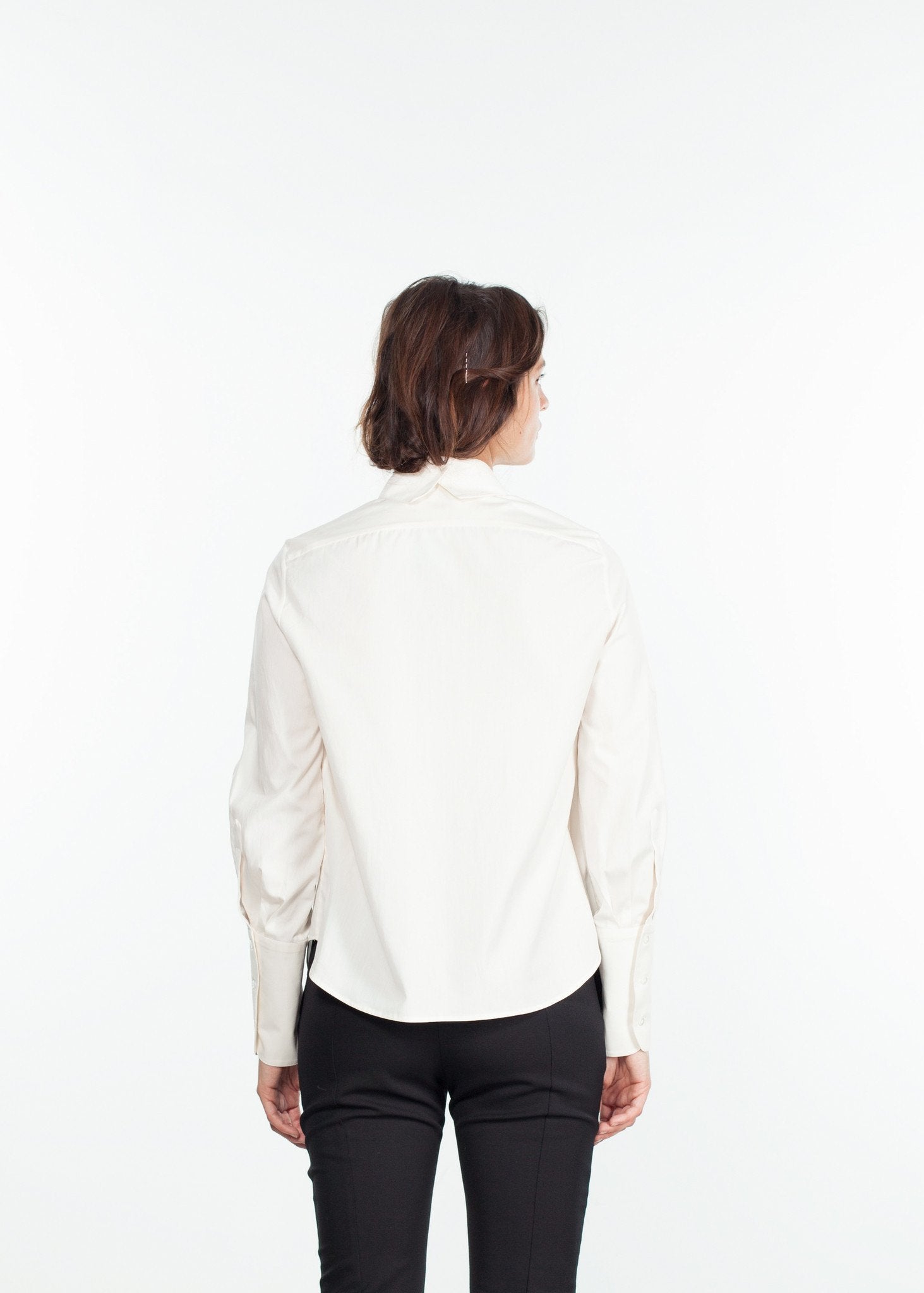 Trim Collar Poplin Blouse in Off White Gianfranco Scotti