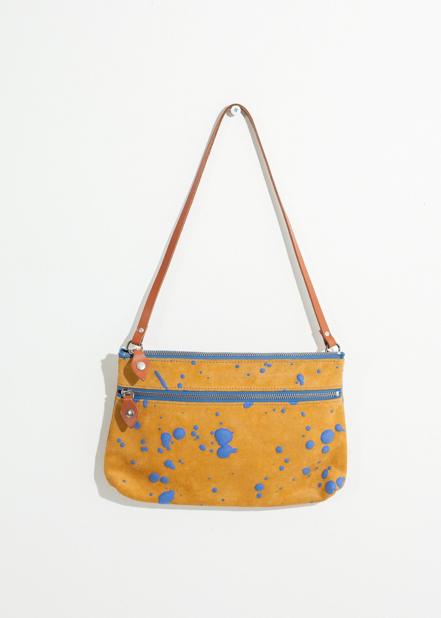 Ink Splatter Shoulder Bag in Mustard/Blue Saisei
