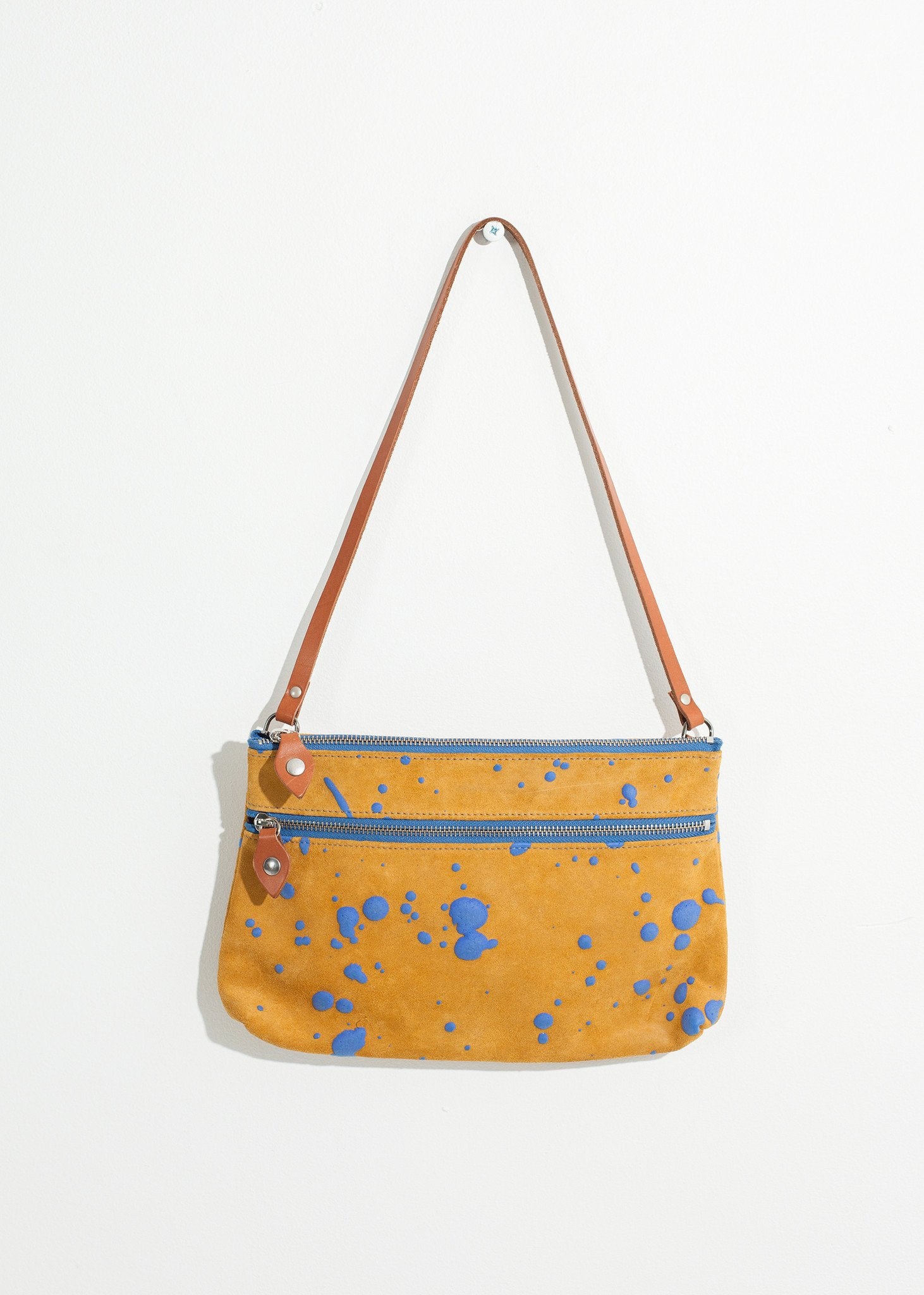 Ink Splatter Shoulder Bag in Mustard/Blue Saisei